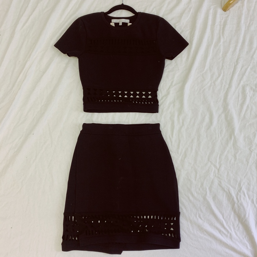 Lovers + Friends Cut-Out Black Skirt + Crop Set